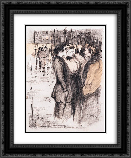Craneuse - Original drawing 20x24 Black Ornate Wood Framed Art Print Poster with Double Matting by Steinlen, Theophile