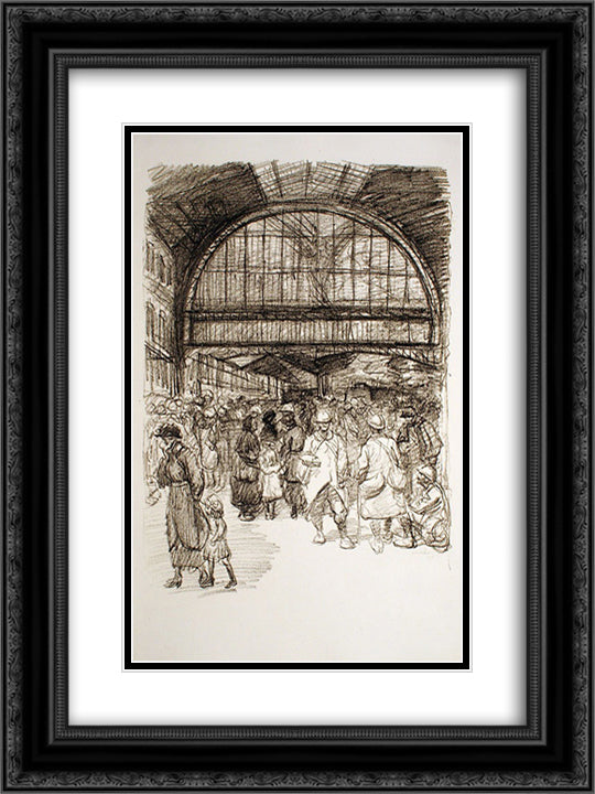 Dans le hall 18x24 Black Ornate Wood Framed Art Print Poster with Double Matting by Steinlen, Theophile