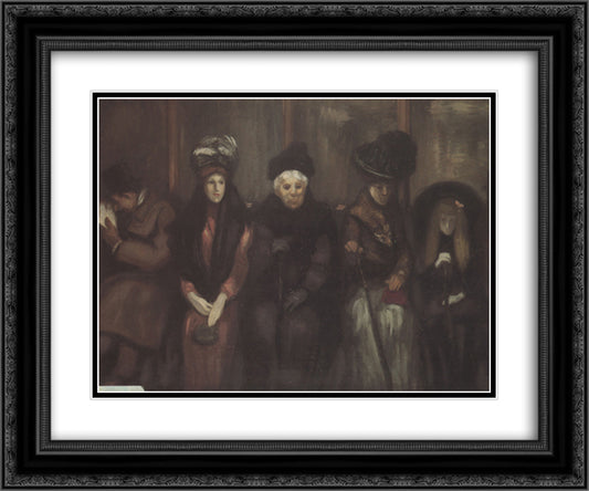 Dans Le Tramway 24x20 Black Ornate Wood Framed Art Print Poster with Double Matting by Steinlen, Theophile