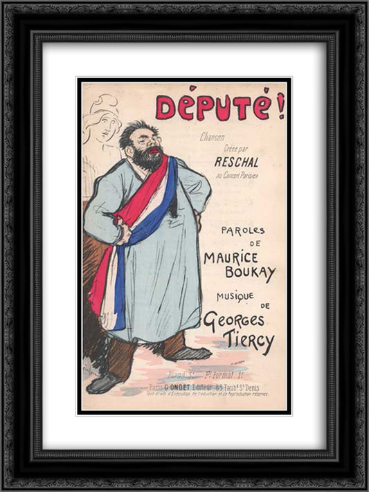 Depute 18x24 Black Ornate Wood Framed Art Print Poster with Double Matting by Steinlen, Theophile