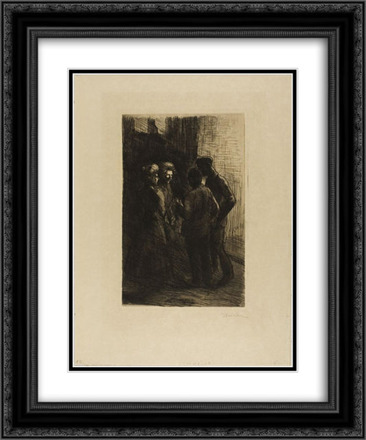 Deux Gigolettes et Deux Gigolos 20x24 Black Ornate Wood Framed Art Print Poster with Double Matting by Steinlen, Theophile