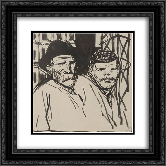 Deux Ouvriers 20x20 Black Ornate Wood Framed Art Print Poster with Double Matting by Steinlen, Theophile