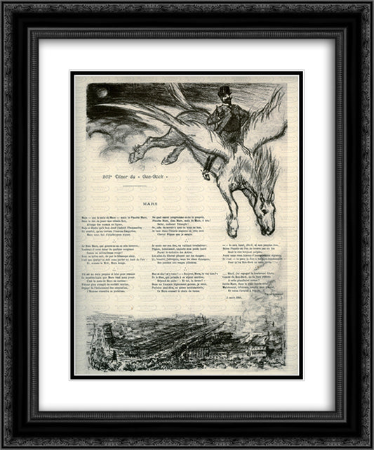 Diner du Bon Bock 20x24 Black Ornate Wood Framed Art Print Poster with Double Matting by Steinlen, Theophile