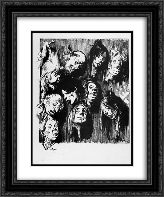 Dix Assassinats Pour Un Sou -1897- -C 201-3103 20x24 Black Ornate Wood Framed Art Print Poster with Double Matting by Steinlen, Theophile