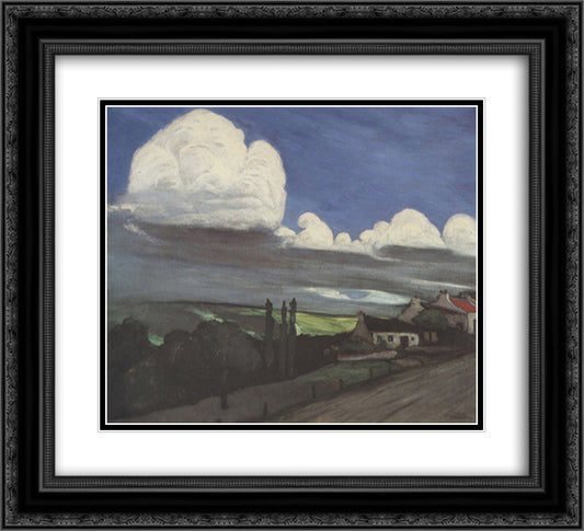 Dorf Im Gewitter 22x20 Black Ornate Wood Framed Art Print Poster with Double Matting by Steinlen, Theophile