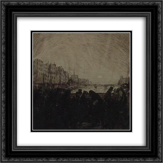 Effet de soleil couchant cropped 20x20 Black Ornate Wood Framed Art Print Poster with Double Matting by Steinlen, Theophile