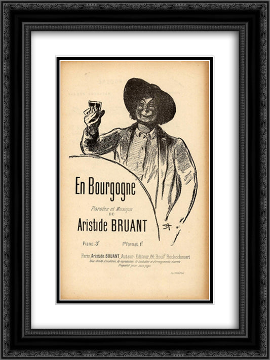 En Bourgogne 18x24 Black Ornate Wood Framed Art Print Poster with Double Matting by Steinlen, Theophile