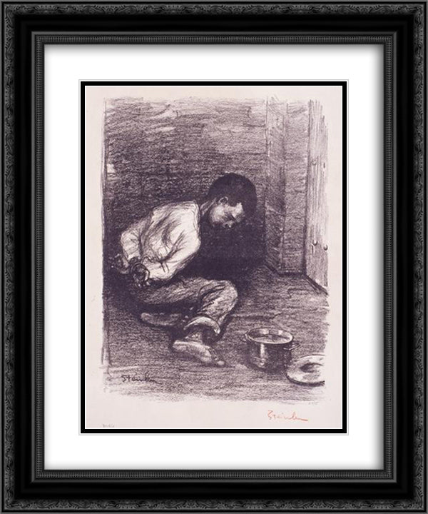 Enfant Martyr 20x24 Black Ornate Wood Framed Art Print Poster with Double Matting by Steinlen, Theophile