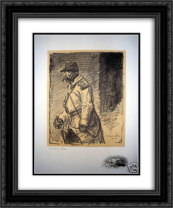 Errants 20x24 Black Ornate Wood Framed Art Print Poster with Double Matting by Steinlen, Theophile