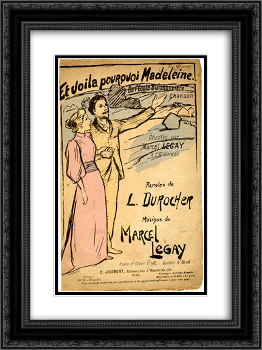 Et Voila Pourquoi Madeleine 18x24 Black Ornate Wood Framed Art Print Poster with Double Matting by Steinlen, Theophile