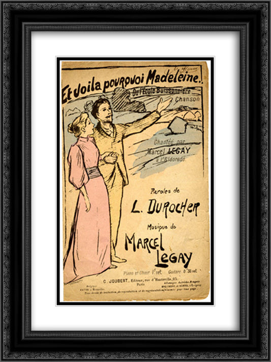 Et Voila Pourquoi Madeleine 18x24 Black Ornate Wood Framed Art Print Poster with Double Matting by Steinlen, Theophile