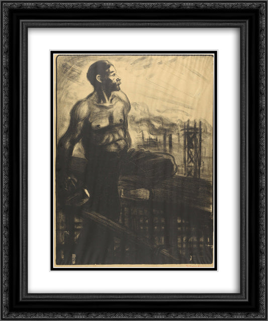 Exposition de Peintures - Dessins et Gravures 20x24 Black Ornate Wood Framed Art Print Poster with Double Matting by Steinlen, Theophile