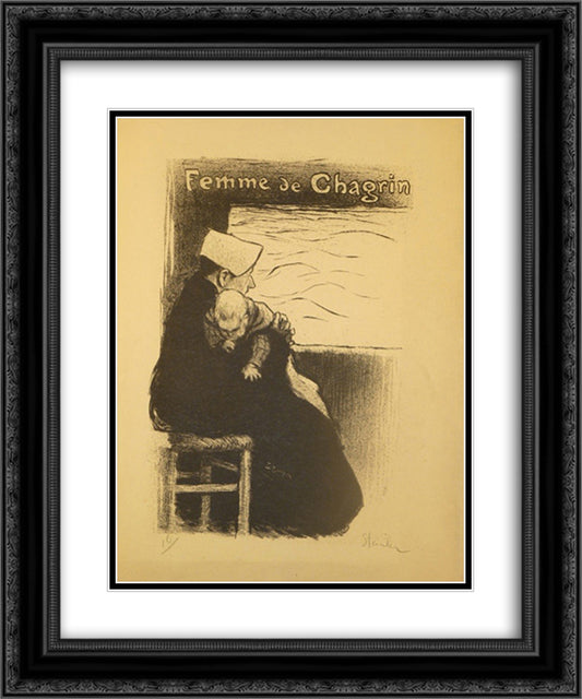 Femme de Chagrin 20x24 Black Ornate Wood Framed Art Print Poster with Double Matting by Steinlen, Theophile
