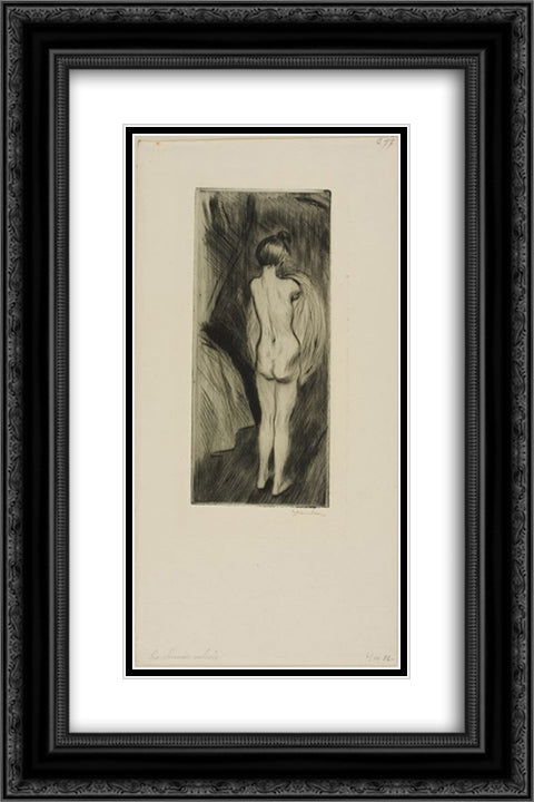 Femme Debout 16x24 Black Ornate Wood Framed Art Print Poster with Double Matting by Steinlen, Theophile