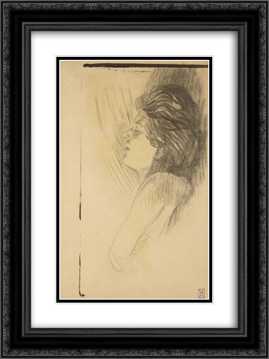 Femme endormie 18x24 Black Ornate Wood Framed Art Print Poster with Double Matting by Steinlen, Theophile