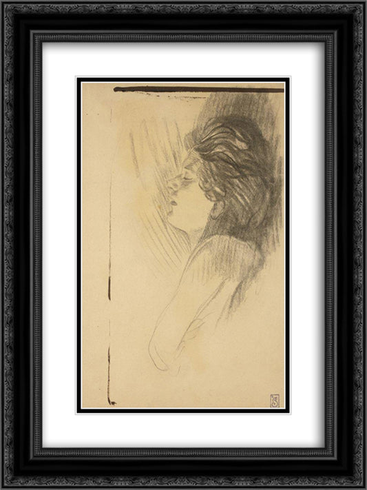 Femme endormie 18x24 Black Ornate Wood Framed Art Print Poster with Double Matting by Steinlen, Theophile
