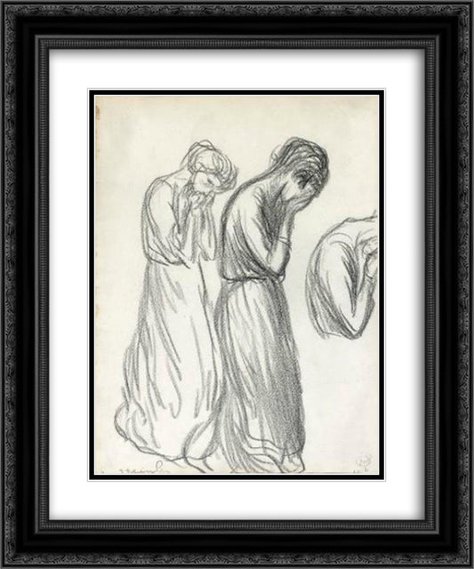 Femmes Pleurant 20x24 Black Ornate Wood Framed Art Print Poster with Double Matting by Steinlen, Theophile