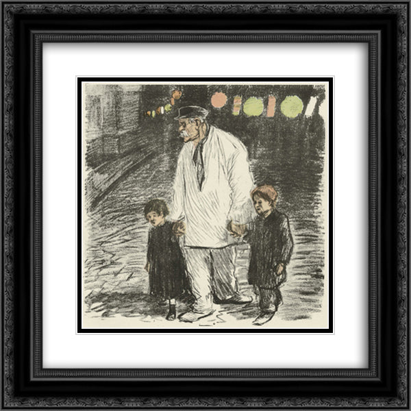 Fete Nationale 20x20 Black Ornate Wood Framed Art Print Poster with Double Matting by Steinlen, Theophile