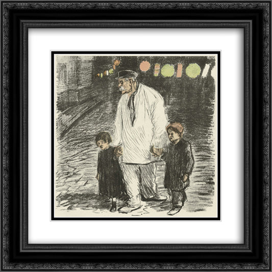 Fete Nationale 20x20 Black Ornate Wood Framed Art Print Poster with Double Matting by Steinlen, Theophile