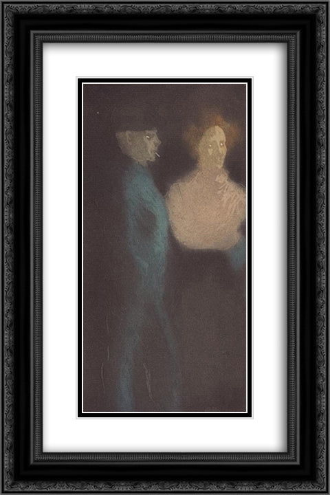 Fille et Souteneur 16x24 Black Ornate Wood Framed Art Print Poster with Double Matting by Steinlen, Theophile