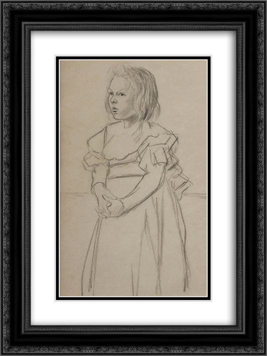 Fillette a la robe aux rubans 18x24 Black Ornate Wood Framed Art Print Poster with Double Matting by Steinlen, Theophile