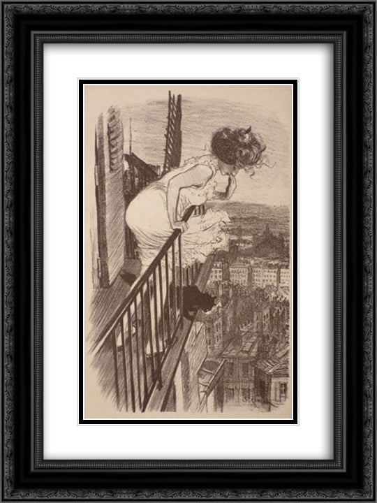 Fin de bail litho 18x24 Black Ornate Wood Framed Art Print Poster with Double Matting by Steinlen, Theophile