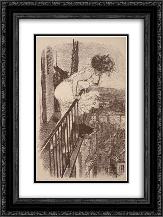 Fin de bail litho 18x24 Black Ornate Wood Framed Art Print Poster with Double Matting by Steinlen, Theophile