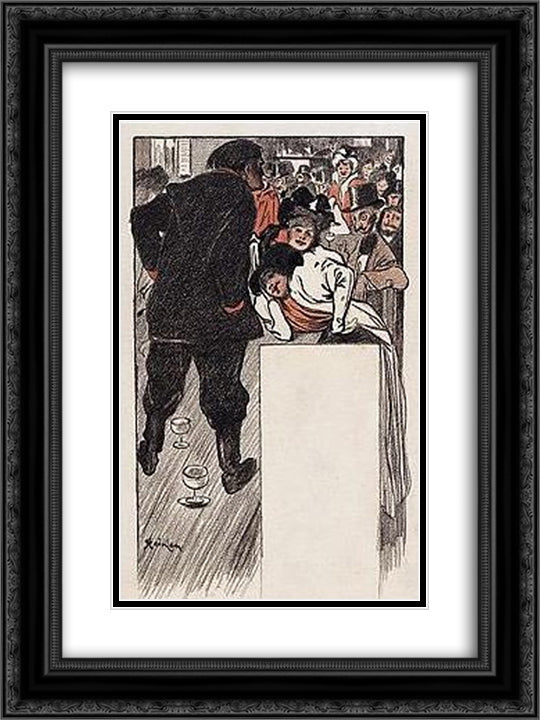 Fins de Siecle 18x24 Black Ornate Wood Framed Art Print Poster with Double Matting by Steinlen, Theophile