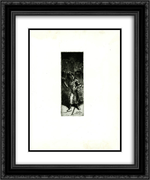 Flower girl 20x24 Black Ornate Wood Framed Art Print Poster with Double Matting by Steinlen, Theophile