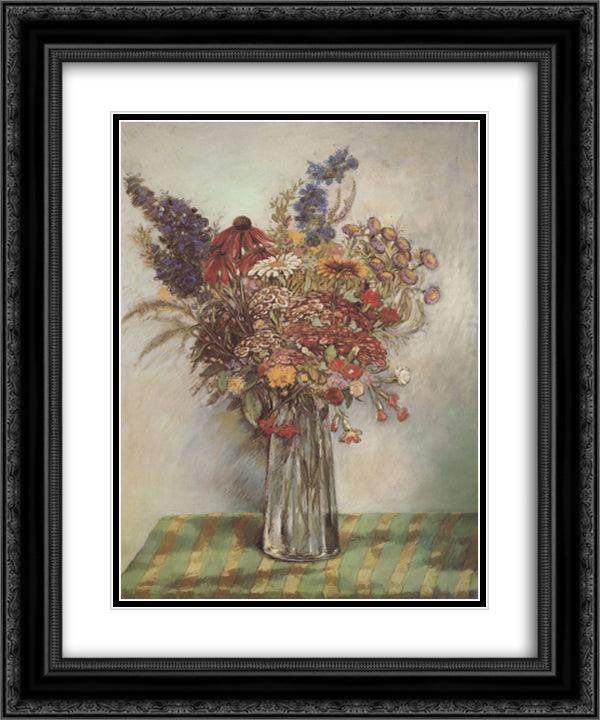 Flowers 20x24 Black Ornate Wood Framed Art Print Poster with Double Matting by Steinlen, Theophile