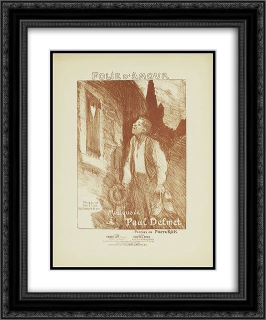 Folie D'Amour 20x24 Black Ornate Wood Framed Art Print Poster with Double Matting by Steinlen, Theophile
