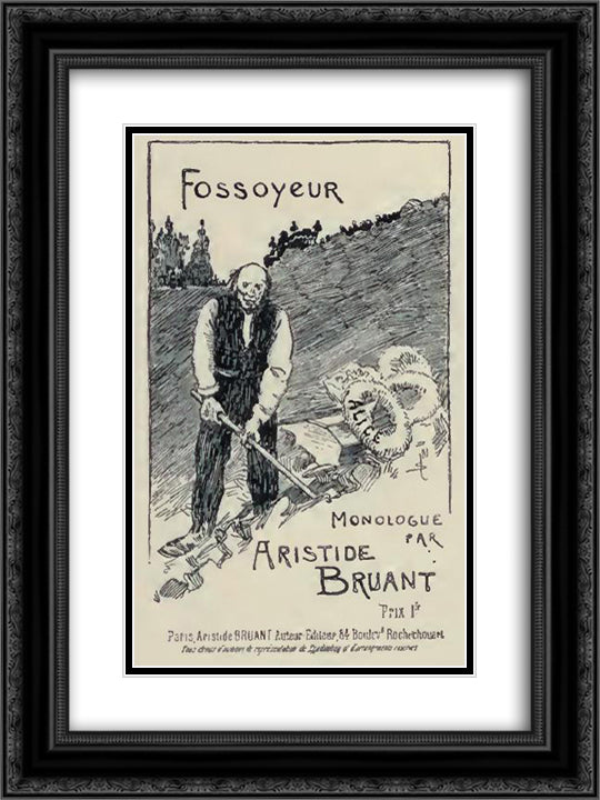 Fossoyeur 18x24 Black Ornate Wood Framed Art Print Poster with Double Matting by Steinlen, Theophile