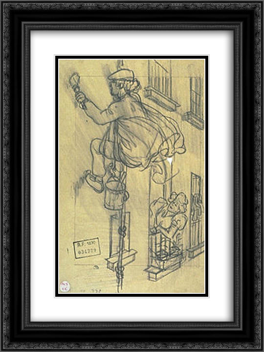 Gai Pinson study 18x24 Black Ornate Wood Framed Art Print Poster with Double Matting by Steinlen, Theophile