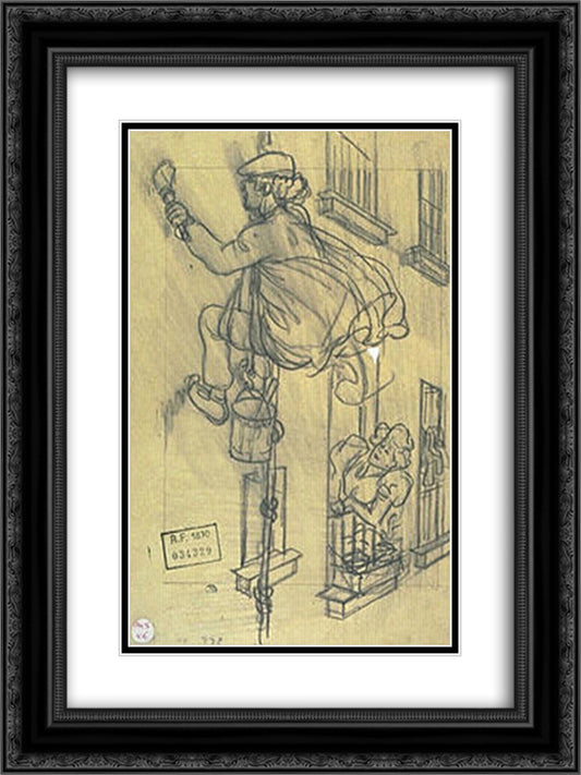 Gai Pinson study 18x24 Black Ornate Wood Framed Art Print Poster with Double Matting by Steinlen, Theophile