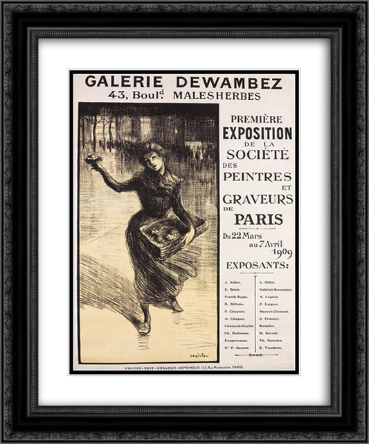 Galerie Dewambez 20x24 Black Ornate Wood Framed Art Print Poster with Double Matting by Steinlen, Theophile