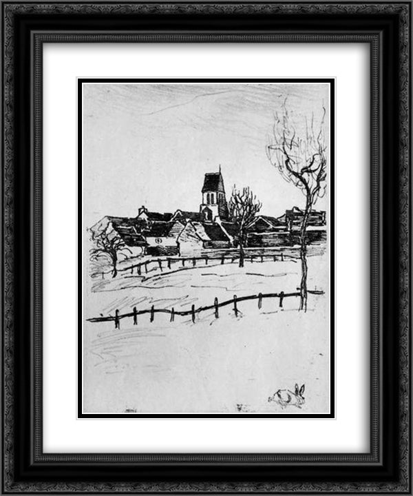 Galluis Seine et Oise 20x24 Black Ornate Wood Framed Art Print Poster with Double Matting by Steinlen, Theophile