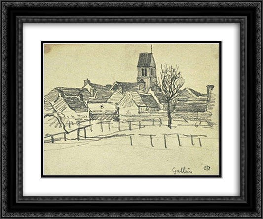 Galluis study 24x20 Black Ornate Wood Framed Art Print Poster with Double Matting by Steinlen, Theophile