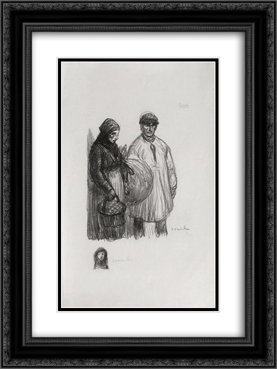 Gares 18x24 Black Ornate Wood Framed Art Print Poster with Double Matting by Steinlen, Theophile