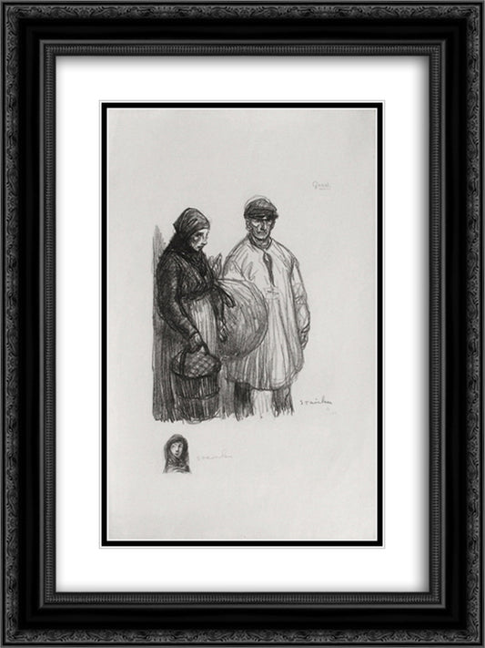 Gares 18x24 Black Ornate Wood Framed Art Print Poster with Double Matting by Steinlen, Theophile