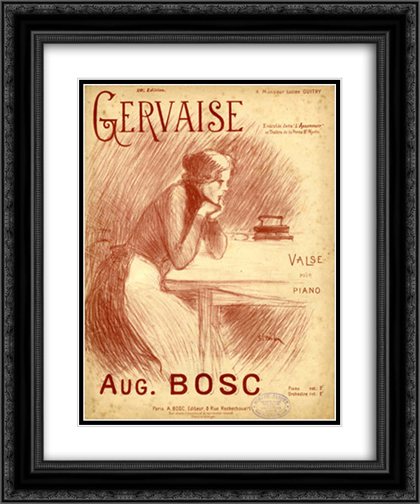 Gervaise 20x24 Black Ornate Wood Framed Art Print Poster with Double Matting by Steinlen, Theophile