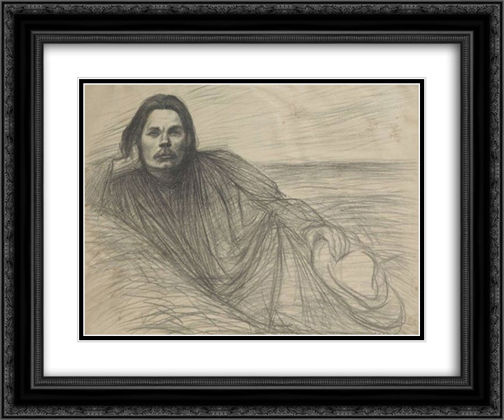 Gorki Etendu Hotel Des Ventes Horta 24x20 Black Ornate Wood Framed Art Print Poster with Double Matting by Steinlen, Theophile