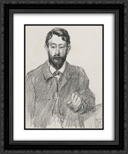 Henri Riviere portrait 20x24 Black Ornate Wood Framed Art Print Poster with Double Matting by Steinlen, Theophile