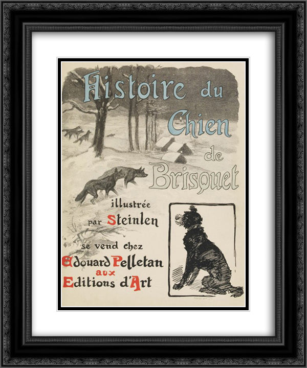 Histoire du Chien de Brisquet 20x24 Black Ornate Wood Framed Art Print Poster with Double Matting by Steinlen, Theophile