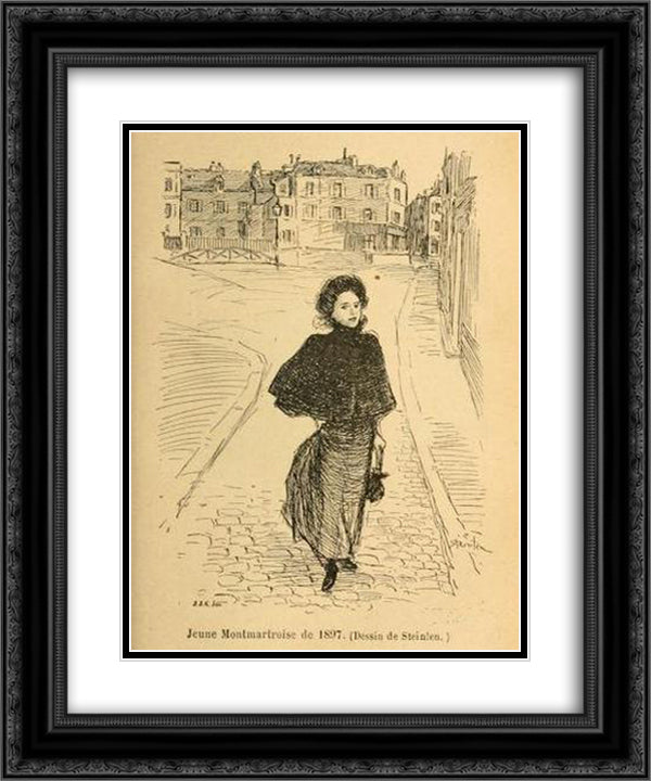 Illustration from Montmartre [par] Georges Renault et Henri Chateau 20x24 Black Ornate Wood Framed Art Print Poster with Double Matting by Steinlen, Theophile