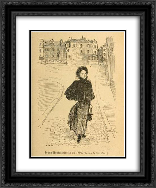 Illustration from Montmartre [par] Georges Renault et Henri Chateau 20x24 Black Ornate Wood Framed Art Print Poster with Double Matting by Steinlen, Theophile