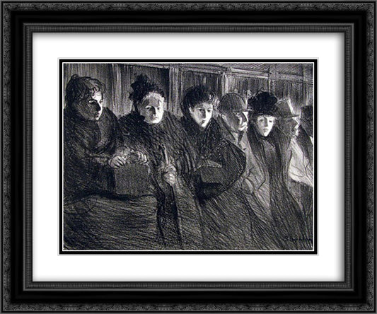Interieur tramway 24x20 Black Ornate Wood Framed Art Print Poster with Double Matting by Steinlen, Theophile