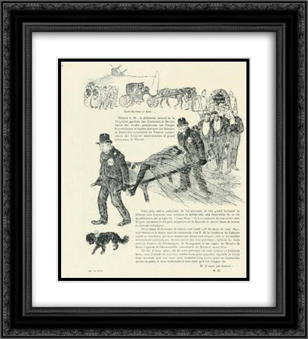 Invitation to Enterrement de la vie de garcon 20x22 Black Ornate Wood Framed Art Print Poster with Double Matting by Steinlen, Theophile