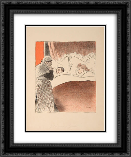 Je L'Ai Promis a Gertrude 20x24 Black Ornate Wood Framed Art Print Poster with Double Matting by Steinlen, Theophile