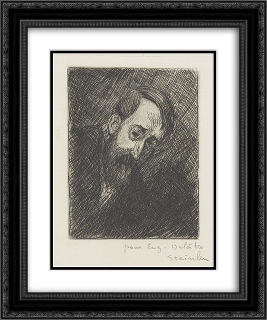 Jehan Rictus 20x24 Black Ornate Wood Framed Art Print Poster with Double Matting by Steinlen, Theophile