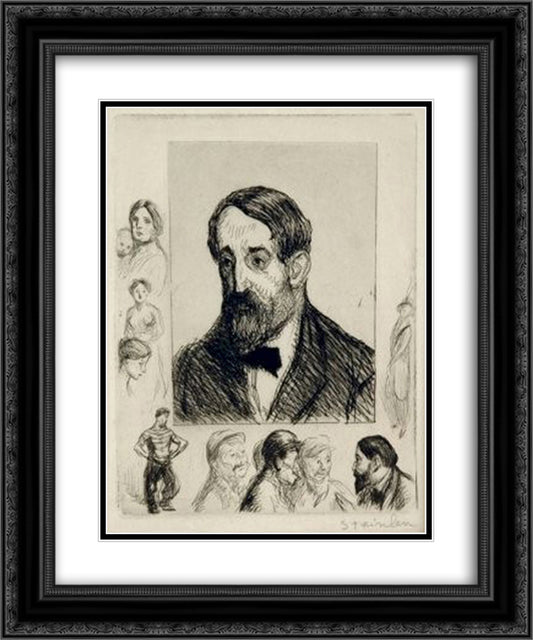 Jehan Rictus 20x24 Black Ornate Wood Framed Art Print Poster with Double Matting by Steinlen, Theophile